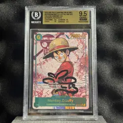 2025 One Piece #OP13-118 Monkey D. Luffy SEC Alt Art BGS 9.5 Auto Signed - Image 1