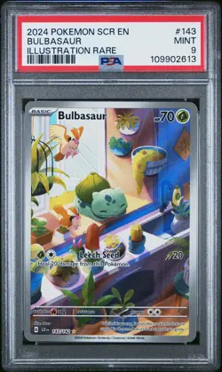2024 POKEMON SCR EN-STELLAR CROWN ILLUSTRATION RARE #143 BULBASAUR PSA 9 - Image 1