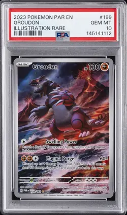 2023 POKEMON PAR EN-PARADOX RIFT ILLUSTRATION RARE #199 GROUDON PSA 10 - Image 1