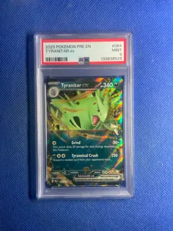 2025 POKEMON PRE EN-PRISMATIC EVOLUTIONS #064 TYRANITAR EX PSA 9 - Image 1