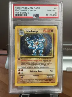 PSA 8 Machamp 1st Edition 8/102 Base Set Holo Pokemon WOTC 1999 - Image 1