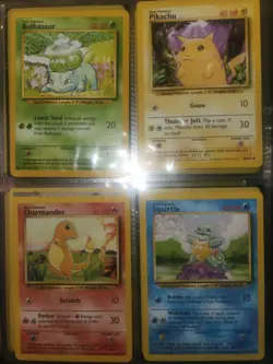 Starter Pokemon Charmander Squirtle Bulbasaur Pikachu Base Set Lot Nm/nm- - Image 1
