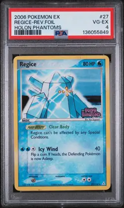 2006 POKEMON EX HOLON PHANTOMS #27 REGICE-REVERSE FOIL PSA 4 - Image 1