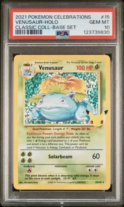 PSA 10 2021 Pokemon Celebrations VENUSAUR Holo 15/102 Rare Base Set Classic - Image 1