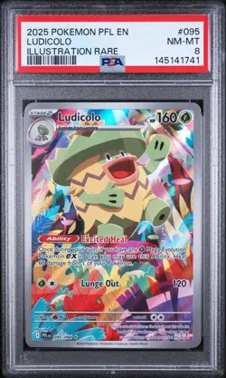 PSA 8 2025 POKEMON PFL EN LUDICOLO ILLUSTRATION RARE #095 - Image 1