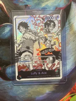 ST30-001 - Luffy & Ace Leader (Alternate Art Parallel - Black/White) - Near Mint - Image 1
