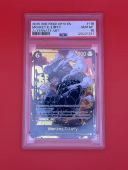 Namco One Piece OP10-118 Monkey D. Luffy Alt Art Secret Rare Foil PSA 10 - Image 1