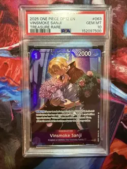 2025 ONE PIECE OP12-LEGACY OF THE MASTER TREASURE RARE VINSMOKE SANJI PSA 10 - Image 1