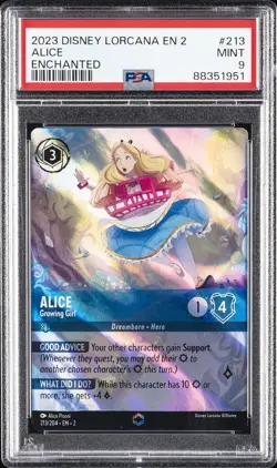 2023 DISNEY LORCANA EN 2-RISE OF THE FLOODBORN #213 ALICE - GROWING GIRL PSA 9 - Image 1
