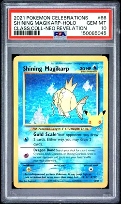 PSA 10 Shining Magikarp Holo 66 Celebrations Classic Collection Pokemon Card - Image 1