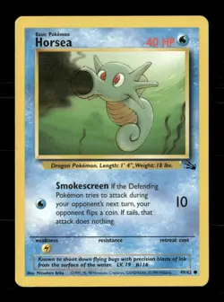 Horsea 49/62 Fossil Unlimited MP Pokemon - Image 1