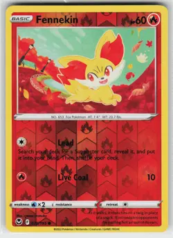 Fennekin 025 Reverse Holo 195 C Silver Tempest NM Pokemon - Image 1