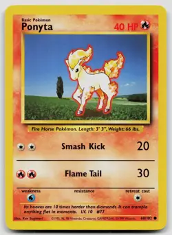 PONYTA 60/102 COMMON BASE SET UNLIMITED POKEMON NM - Image 1