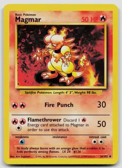 MAGMAR 36/102 UNCOMMON BASE SET UNLIMITED POKEMON LP - Image 1