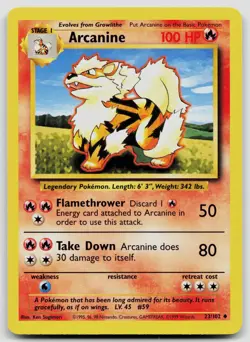 ARCANINE 23/102 UNCOMMON BASE SET UNLIMITED POKEMON NM - Image 1
