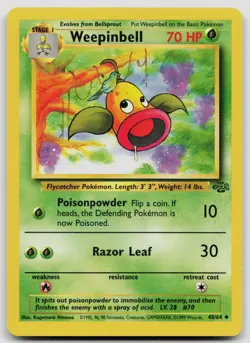 WEEPINBELL 48/64 UNCOMMON JUNGLE POKEMON UNLIMITED LP - Image 1