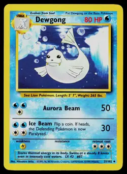 DEWGONG 25/102 UNCOMMON BASE SET UNLIMITED POKEMON LP - Image 1