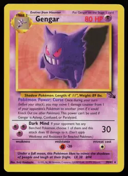 GENGAR 20/62 RARE FOSSIL POKEMON UNLIMITED LP - Image 1