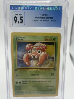 CGC 9.5 GEM MINT 10 Paras 1st Edition Jungle 59/64 Pokemon 1999 Non-Holo - Image 1