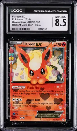 2016 POKEMON GENERATIONS RADIANT COLL HOLO #RC6/RC32 FLAREON EX CGC 8.5 - Image 1