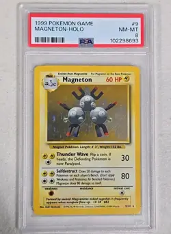Magneton 9/102 Base Set Rare Holo Pokemon Card WOTC 1999 - PSA 8 NM-MT - Image 1