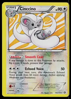 Pokemon Card Legendary Treasures Cinccino 105/113 Holo Rare Reverse Holo - Image 1