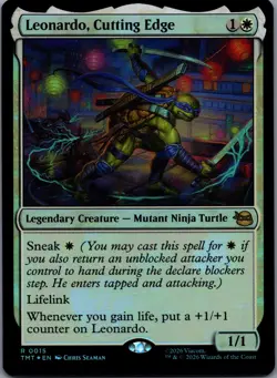 Leonardo, Cutting Edge [Foil] 15 MTG Teenage Mutant Ninja Turtles Rare Foil NM - Image 1