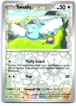Swablu 169/197 Common Obsidian Flames Pokemon Reverse Holo Near Mint - Image 1