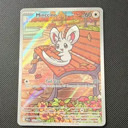 Pokemon TCG Minccino 152/086 Sv: Black Bolt Illustration Rare Holo 60 HP GEM+ - Image 3