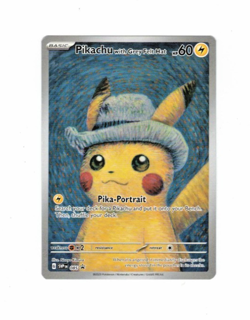 Pokemon Pikachu TCG Grey Felt Hat #085 Van Gogh Promo Card - Image 1
