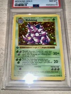 1999 Pokemon Nidoking 1st Edition Shadowless Holo PSA 8 Base Set #11 Rare - Image 3
