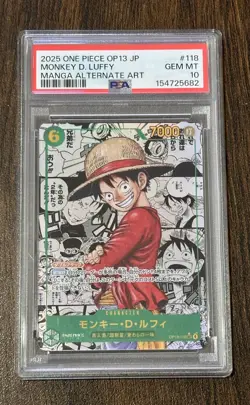 MONKEY D. LUFFY MANGA 2025 ONE PIECE JAPANESE ALTERNATE ART OP13-118 PSA 10 ✅ - Image 1