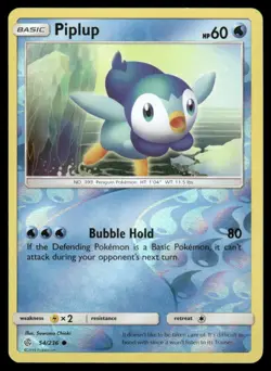 Piplup 54/236 Common Cosmic Eclipse Pokemon Reverse Holo Lightly Played - Image 1