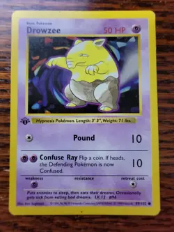 Pokemon WOTC 1st Edition Shadowless Drowzee Base Set 49/102 MP!! - Image 1