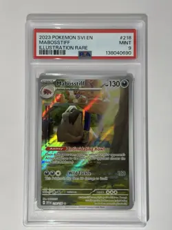 Pokemon Mabosstiff 218/198 SV01 Illustration Rare Holo EN 2023 PSA 9 - Image 1