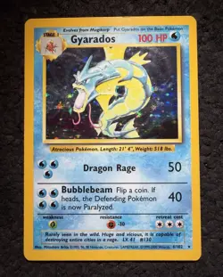 Pokemon TCG Base Set Gyarados 6/102 Holo Rare English 1999 100 HP Arita - Image 1