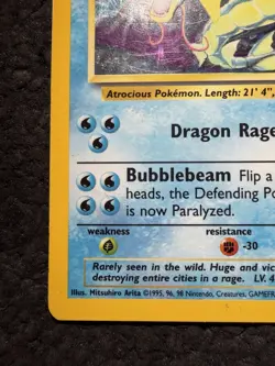 Pokemon TCG Base Set Gyarados 6/102 Holo Rare English 1999 100 HP Arita - Image 3