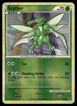Scyther 65/90 Common HGSS Undaunted Pokemon Reverse Holo Moderately Played - Image 1
