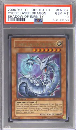 2006 YU-GI-OH! SOI-SHADOW OF INFINITY 1ST ED #EN007 CYBER LASER DRAGON PSA 10 - Image 1