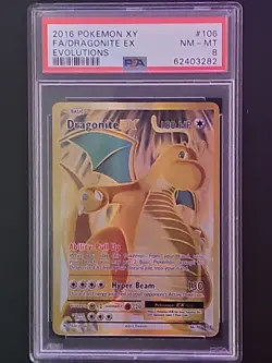 Pokemon TCG Dragonite EX Full Art Holo Card 106/108 XY Evolutions 2016 PSA 8 - Image 1