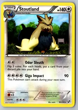 Pokemon: Stoutland Rare Black and White 83/114 LP - Image 1