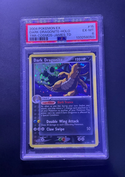 2004 POKEMON EX TEAM ROCKET RETURNS #15 DARK DRAGONITE-HOLO PSA 6 WITH SWIRL - Image 1