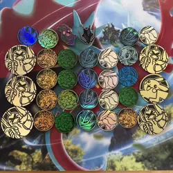 Pokemon TCG Coins + Pins X30 Job Lot Mixed Bundle | Pikachu | Shaymin | Suicune - Image 1