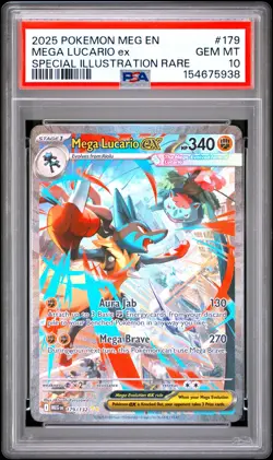 2025 POKEMON MEG EN-MEGA EVOLUTION #179 MEGA LUCARIO EX PSA 10 - Image 1