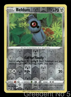 Beldum 116/185 Common Vivid Voltage Pokemon Reverse Holo Near Mint - Image 1
