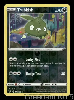 Trubbish 110/185 Common Vivid Voltage Pokemon Reverse Holo Lightly Played - Image 1