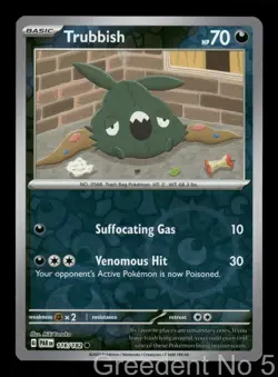 Trubbish 116/182 Common Paradox Rift Pokemon Reverse Holo Near Mint - Image 1
