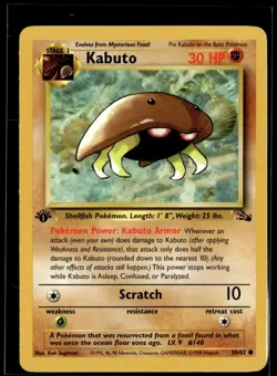 Pokemon WOTC Fossil 1st Edition Common 50/62 Kabuto - Image 1