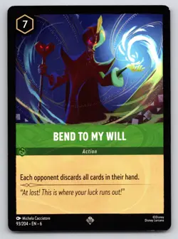 Disney Lorcana Bend to My Will Azurite Sea Super Rare #93/204 NM - Image 1