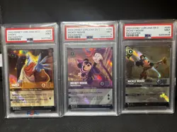 Lorcana Enchanted Lot - 3 cards PSA 9 - Hades , Mickey Sorcerer , Trumpeter - Image 1